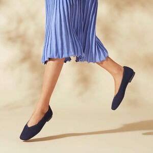 VIVAIA Margot Square Toe Knit Ballet Flats Womens Sz 42 or 10.5 Sustainable Blue